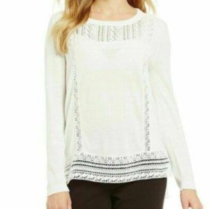 Mika Mindell Zelma Crewneck Sweater Ivory sz L